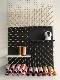 Solid Wood Pegboard Thread Holder for Sewing, Jewelry, and Craft Spools - Wall-Mounted Organizer Rack