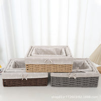 Handwoven Rattan Storage Basket for Desktop, Snacks, Cosmetics, and Sundries