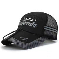 Men's Summer Outdoor Sports Baseball Cap Fishing Sun Hat with Breathable Mesh and Extended Brim