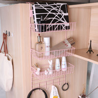 Dormitory Wall-Mounted Storage Shelf with Hooks - No-Drill Bedside Organizer for Students