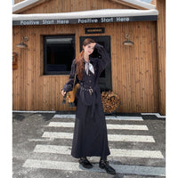 Plus Size Lycra Denim Lapel Long Sleeve Shirt & Tie-Waist Two-Piece Set with Scarf