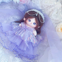 20cm Cotton Doll Purple Gown Outfit - Handmade Original Design