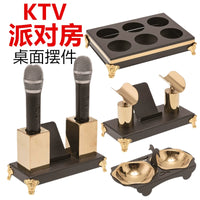 Stainless Steel Black Gold Bar KTV Party Desktop Microphone Stand Fruit Plate Set Ice Bucket