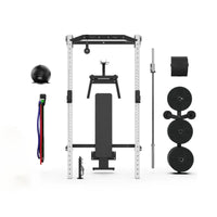 Wall-Mounted Foldable Squat Rack with Adjustable Height for Home Gym, Multifunctional Power Rack