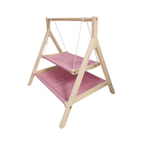 All-Season Double-Layer Cat Hammock Bed with Solid Wood Frame