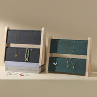 Premium Solid Wood Double-Layer Necklace Display Stand for Pendants and Jewelry