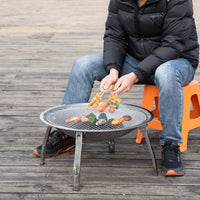Outdoor Fire Pit BBQ Grill with Charcoal Brazier for Heating and Tea Boiling