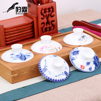 Leopard Rain Ceramic Gaiwan Lid for Tea Bowls - White Porcelain Replacement Cover