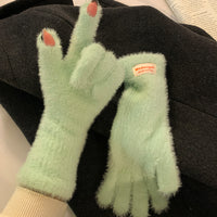Women's Winter Knitted Fingerless Touchscreen Gloves Warm Thick Cycling Student Gloves