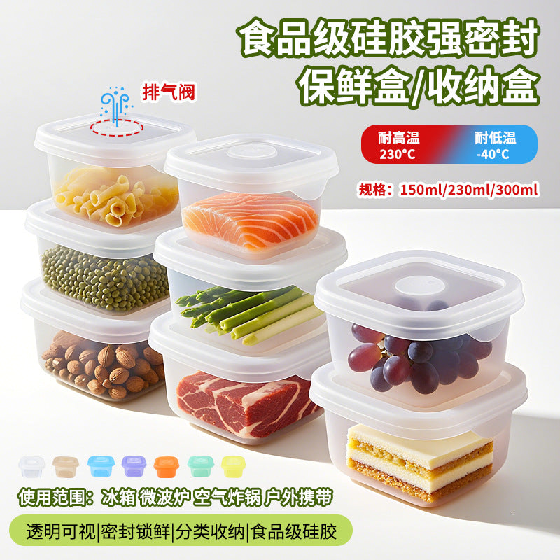 Silicone Food Storage Container with Lid, Refrigerator Freezer Organizer, Baby Food Box, Lunchbox