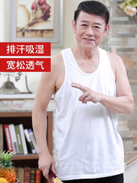 Men's Cotton Tank Top for Middle-Aged and Elderly, Summer Sleeveless Undershirt
