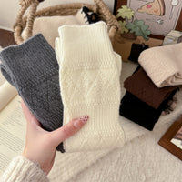 Women's Thickened Wool Over-the-Calf Socks, Korean Style Argyle Pattern Warm Slimming Leg Socks