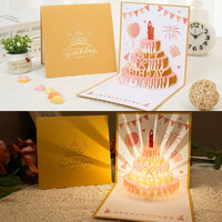 3D Musical Light-Up Birthday Cake Greeting Card with Recordable Message