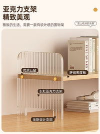 Acrylic Desktop Storage Shelf with Wooden Base for Office and Home Organization
