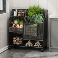 Multi-Layer Kitchen Pot Rack with Wheels, Heavy Duty Floor Standing Storage Shelf for Vegetables and Cookware