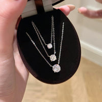 Zhao Lusi Style Teardrop Zircon Pendant Necklace with Four-Claw Mini Solitaire