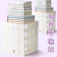 Thickened Desktop Bookends with Pen Holder, A4 Document Organizer for Office and Study, Foldable Multi-layer Plastic File Rack