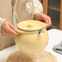 Food Grade Ceramic Lard Container with Lid and Spoon, High Temperature Resistant Oil Pot for Home Kitchen