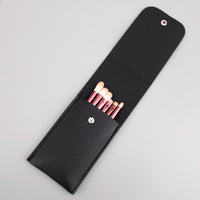 Portable PU Leather Makeup Brush Holder with Snap Closure for Travel