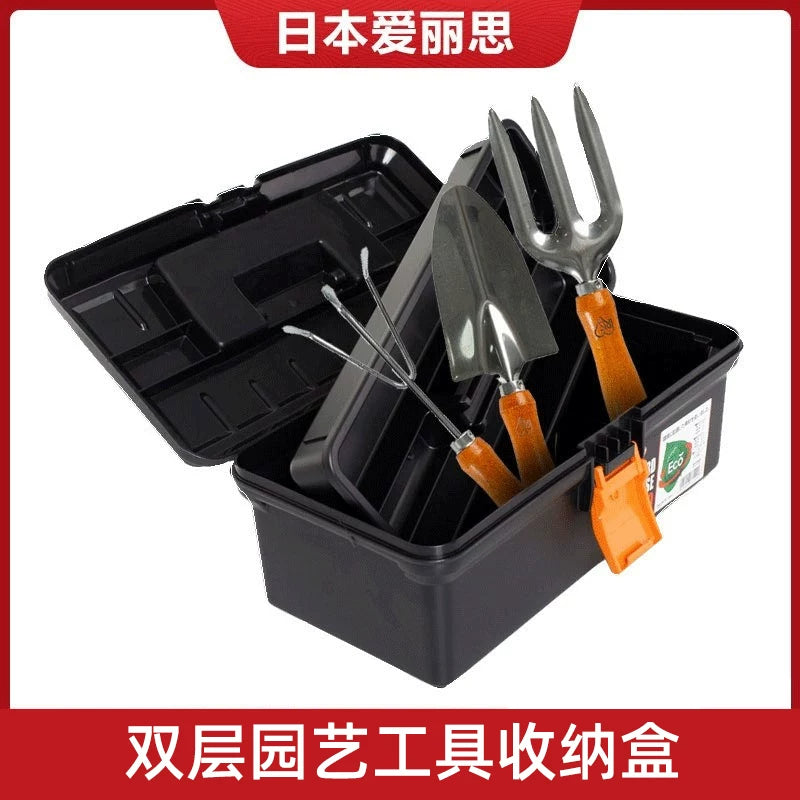 IRIS Multi-purpose Double-Layer Thickened Plastic Tool Box for Home, Garden, and Car Storage