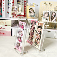 Acrylic Photo Card Holder with Stand and Card Slots for 4-Grid Photos