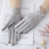 Women's Cotton Lace Sun Protection Gloves for Outdoor Driving and Cycling