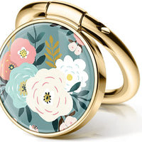 Electroplated Metal Floral Phone Ring Holder with Resin Drip Adhesive