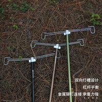 Outdoor Camping Light Stand Pole Aluminum Alloy Portable Telescopic Lamp Post Hanger Lightweight Camping Ground Insert Lamp Holder Double Hook