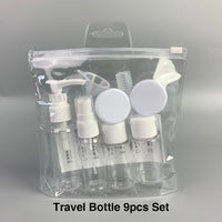Travel Size 6-Piece White Portable Bottle Set with Spray Pump and Flip Cap, 50ml