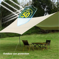 Portable Oxford Cloth Tarp Tent with Black Glue Coating for Camping, Sun Protection, Rainproof, Windproof, Full Shading