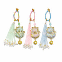 New Chinese Style Lucky Cat Bag Car Keychain Tassel Ornament Gift