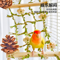 Parrot Climbing Net Chew Toy for Small to Large Birds - Sisal & Acrylic or Leaf & Pinecone Designs