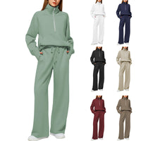 Women's Oversized Half-Zip Sweatshirt & Wide-Leg Sweatpants 2-Piece Set