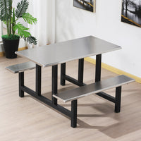 Stainless Steel Cafeteria Dining Table and Chair Set for Schools and Factories, 4/6/8-Seater Reinforced Integrated Fast Food Table