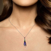 Fashionable Blue Lotus Flower Necklace and Earring Set