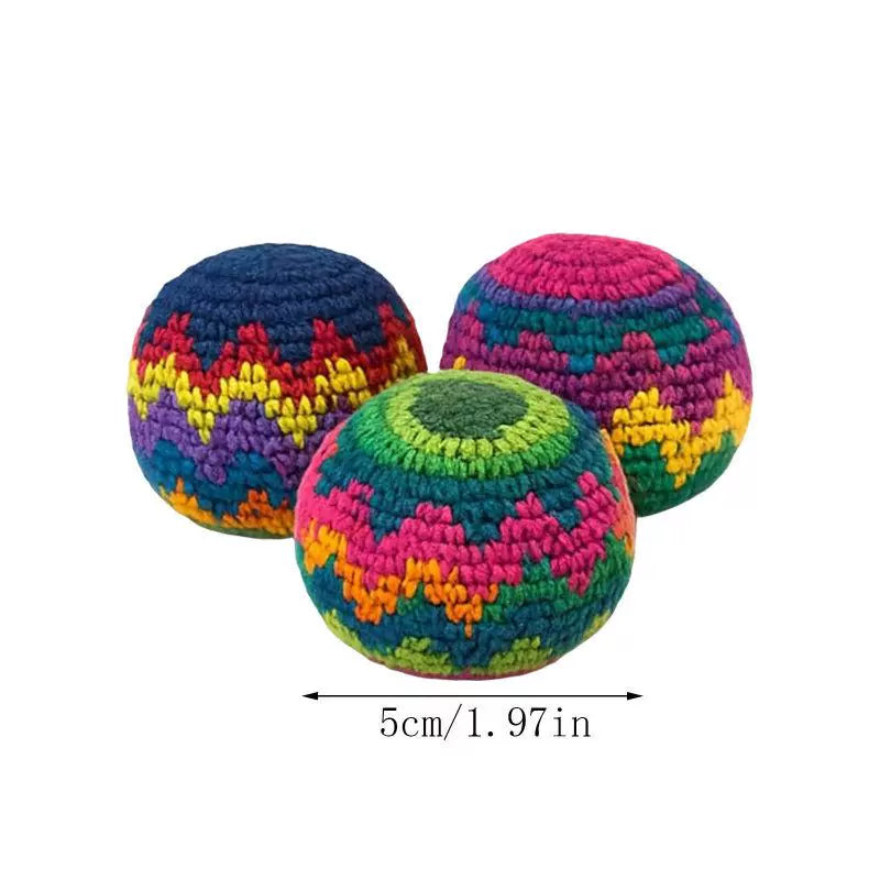 Hand-Knitted Footbag Hacky Sack Set for Juggling and Foot Games