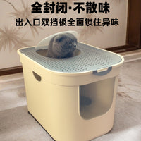 Fully Enclosed Top-Entry Cat Litter Box with Odor Control and Anti-Splash Design
