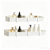 Wall-Mounted Punch-Free Bathroom Shelf with Hooks for Kitchen and Bathroom Storage