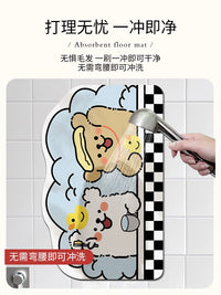 Cartoon Diatomaceous Earth Bath Mat Quick Dry Non-Slip Absorbent Bathroom Floor Mat