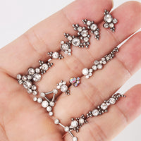 Stainless Steel Internally Threaded Labret Stud with Crystal Cluster for Lip and Ear Piercings