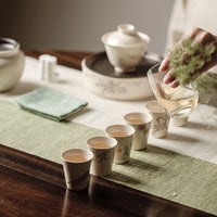 Shuke Kung Fu Tea Set with Ash Glaze Gaiwan and Teapot Tray, Japanese Style Home Tea Set