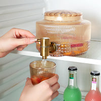 Refrigerator Glass Beverage Dispenser with Faucet, High Temperature Resistant Fruit Tea Cold Water Pitcher, Large Capacity