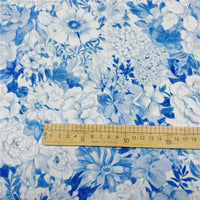 Elegant Blue and White Porcelain Floral Cotton Fabric for DIY Apparel and Crafts