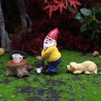 Miniature Golfing Gnome Figurine for Christmas Garden Decor