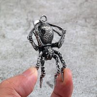 Vintage Stainless Steel Spider Pendant Necklace for Halloween