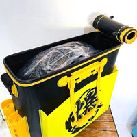 EVA Thickened Fishing Bucket with Side Pockets and Rod Holders, Foldable Fishing Gear Bag, Multi-purpose Fish Container