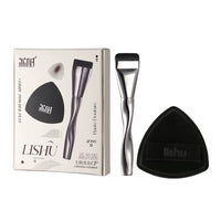 LISHU Black Pineapple Cushion Puff & Foundation Brush Set for Flawless Makeup
