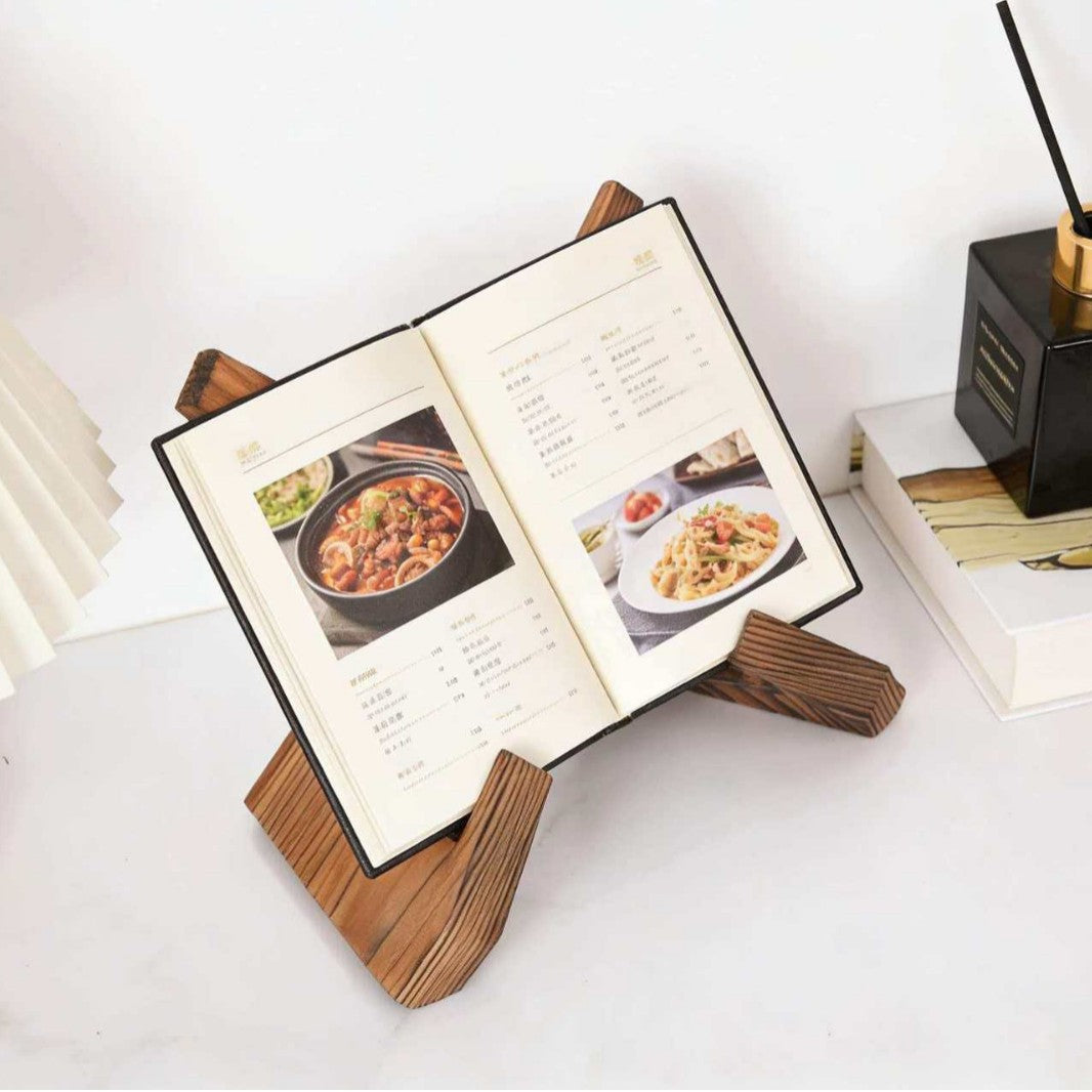 Wooden Display Stand for Records, Cookbooks, and Phones