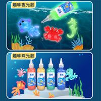Kids Magic Water Elf DIY Ocean Animal Craft Kit with Glowing Pigments and Landscape Bottle