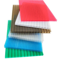 PC Transparent Hollow Polycarbonate Sheet for Greenhouse Partition Roofing - Double/Four-Layer Honeycomb Blue Green Tea Colors